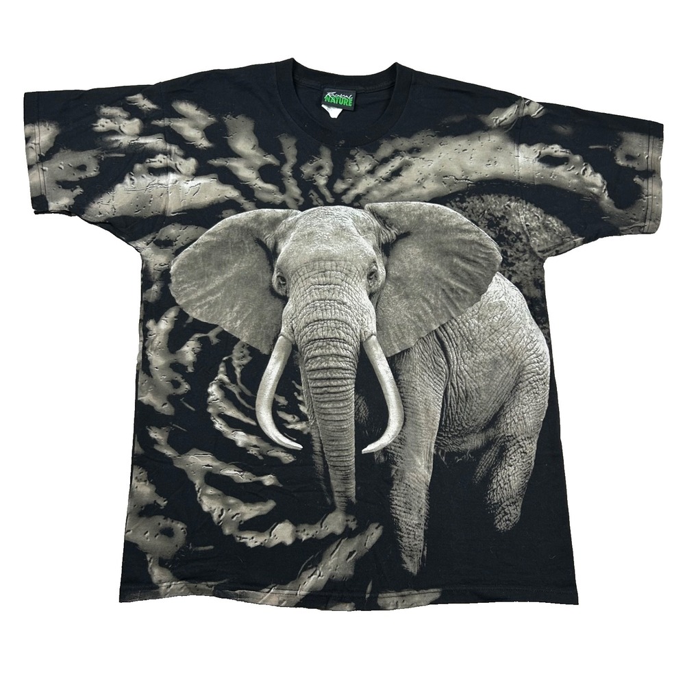 Vintage Radical Nature Shirt Mens XL Elephant All Over Print 90s USA Tie Dye 3d